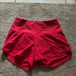 Lululemon speed up shorts red size 4